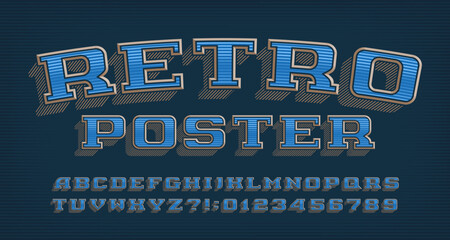 Retro Poster alphabet font. Vintage slab serif letters and numbers. Vector typeface for your typography design.
