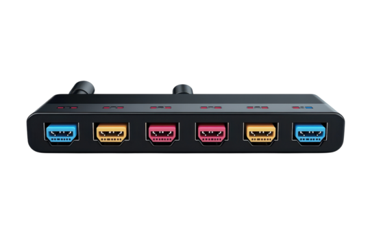 Empowering seamless connections with a multi port KVM switch ensuring efficiency and on transparent background