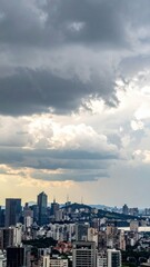 Fototapeta premium Overcast City Skyline with Clouds and Urban Landscape View