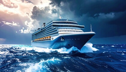 Powerful Cruise Ship Navigating Choppy