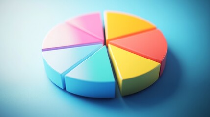 Obraz premium A creative D pie chart with animated effects, displaying vibrant colors and smooth transitions between segments, emphasizing the dynamic nature of financial analysis.