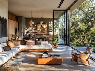 A Luxurious Modern Living Room with a Lshaped Sofa