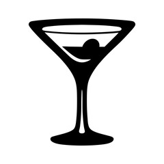 Martini glass with olive silhouette vector illustration