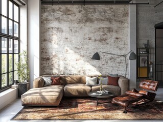 Interior design features a modern living room scene