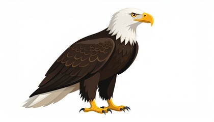 Fototapeta premium Detailed illustration of a bald eagle in profile view.