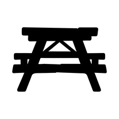 Picnic table solid silhouette icon vector illustration