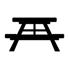 Picnic table solid silhouette icon vector illustration