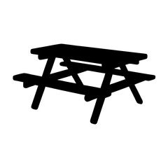 Picnic table solid silhouette icon vector illustration
