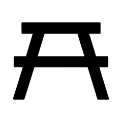 Picnic table solid silhouette icon vector illustration