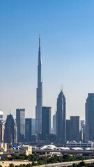 Obraz premium Futuristic City Skyline Showcasing Technological Advancements and Innovation