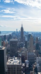 Central Business District Skyline with Tallest Buildings and Cloudy Sky