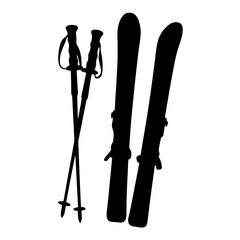 Winter sports equipment silhouette vector illustration