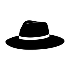 Classic black fedora hat with wide brim vector illustration