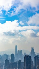 Fototapeta premium City Skyline Focus on Contrast of Sharp Man-Made Lines and Clouds