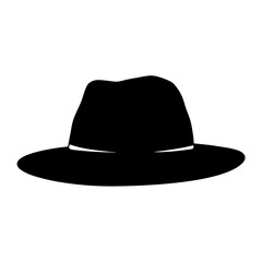 Classic black fedora hat with wide brim vector illustration