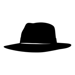 Classic black fedora hat with wide brim vector illustration