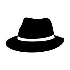 Classic black fedora hat with wide brim vector illustration