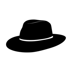 Classic black fedora hat with wide brim vector illustration