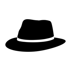 Classic black fedora hat with wide brim vector illustration