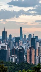 Fototapeta premium Hidden Stories and Secrets within a City Skyline at Dusk