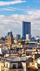 Naklejka premium Historical Skyline View of a Vibrant City with Unique Architecture