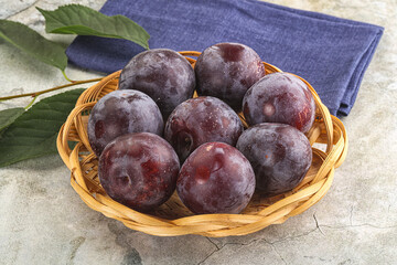Ripe sweet tasty blue plum