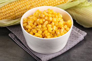 Canned sweet young corn grain