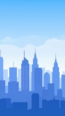 Obraz premium City Skyline Art with Layered Composition and Focal Elements
