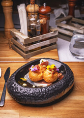 Delicious round potato croquettes