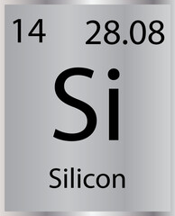 Silicon Silver & Black Contrast Periodic Table Tile Icon