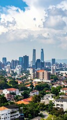 Fototapeta premium Urban Skyline Overlooking Residential Areas and Bustling City Life
