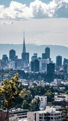 Obraz premium Beautiful City Skyline with Depth and Scale Under Blue Sky