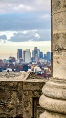 Worn Textures and City Skyline Highlighting Historical Elements