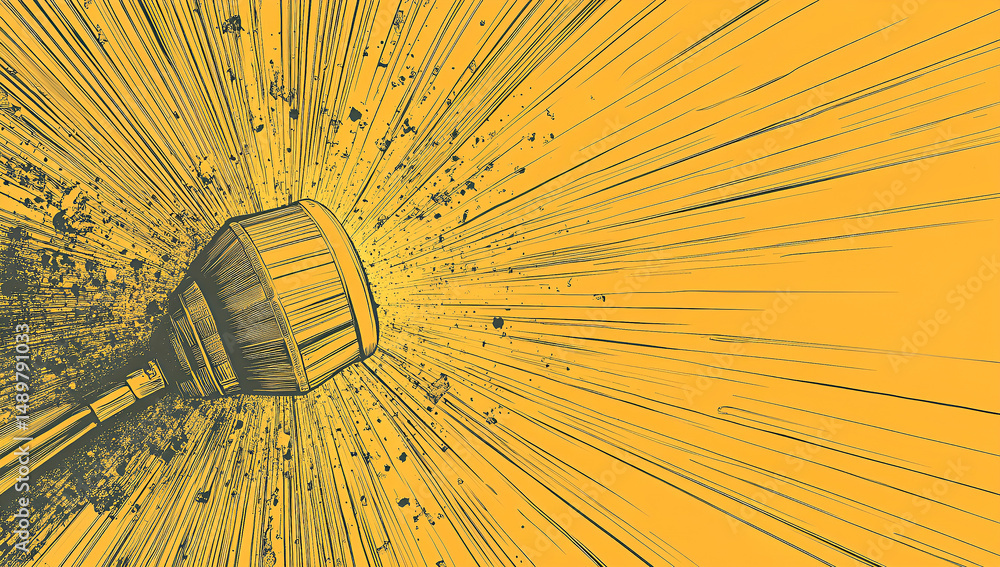 Poster abstract speed lines yellow background barrel object