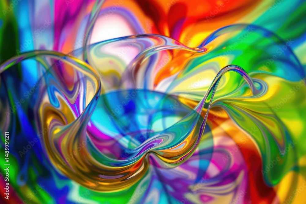 Poster abstract multicolored fluid shapes in dynamic motion