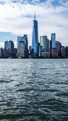 Fototapeta premium Stunning City Skyline View with Waterfront Perspective and Reflection