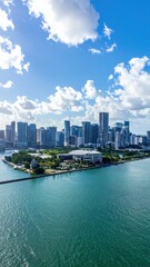 Naklejka premium Urban Skyline Overlooking Waterfront Development in Modern City