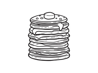 Pancake line art vector illustration