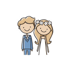 vector man and woman wedding on white background .Generative AI