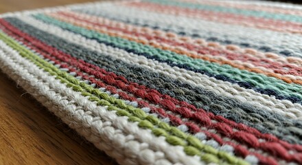 Handwoven Rug Close Up: A Detailed Look at Colorful Textile Art