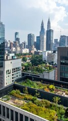 Fototapeta premium Urban Green Spaces and Rooftop Parks in Modern City Skyline