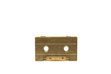 Fototapeta premium Golden vintage audio cassette on trasparent background