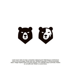 Minimalist Bear Mascot Design: A Bold Contrast in Unity, Featuring Symmetrical and Asymmetrical Styles Perfect for Logos and Branding Initiatives with a Modern Aesthetic