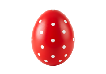 Red Easter eggs with white polka dots isolated on transparent background Generative Ai.
