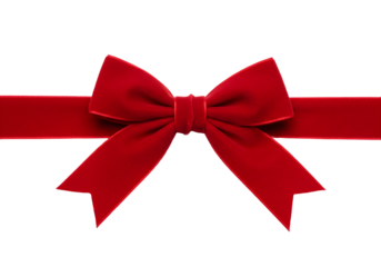 Red bow isolated on transparent background Generative Ai.
