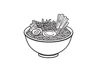 Ramen line art vector illustration
