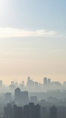 Fototapeta premium Soft Diffused Light of a Misty Morning Over City Skyline