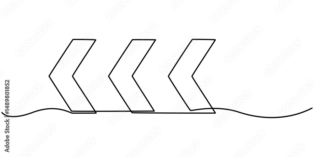 Poster continuous line drawing of chevron alignment right curve symbol. abstract line art illustration, swi