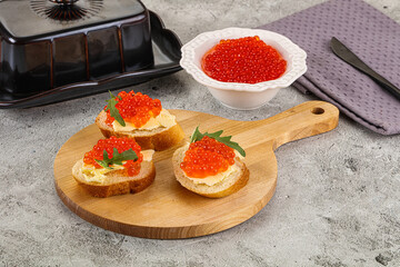Luxury toast with red caviar