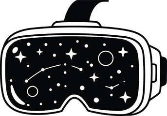Minimalist VR Headset with Starry Interior